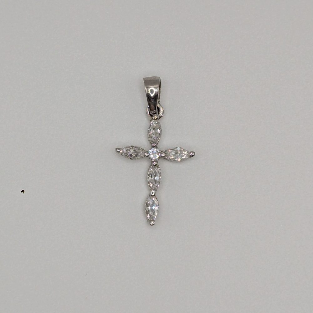 Available - Silver and zirconia cross pendant - Picture 2 of 5